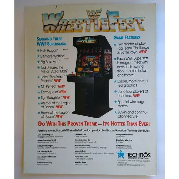 WF WrestleFest Arcade FLYER Original Game Hulk Hogan Wrestling Retro Vintage Art - Picture 3 of 5